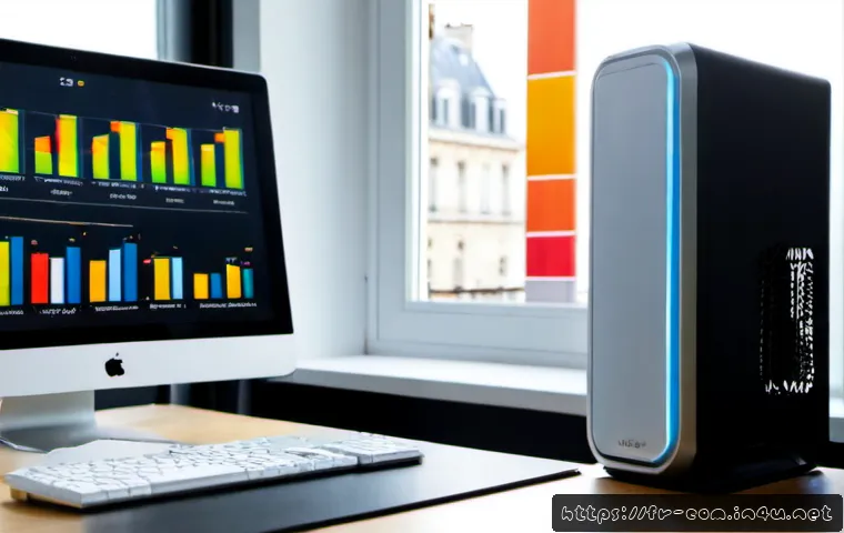 컴퓨터 온도 모니터링 프로그램 추천 - Photorealistic home office scene in a bright Paris apartment, a desktop computer with a clean generi...